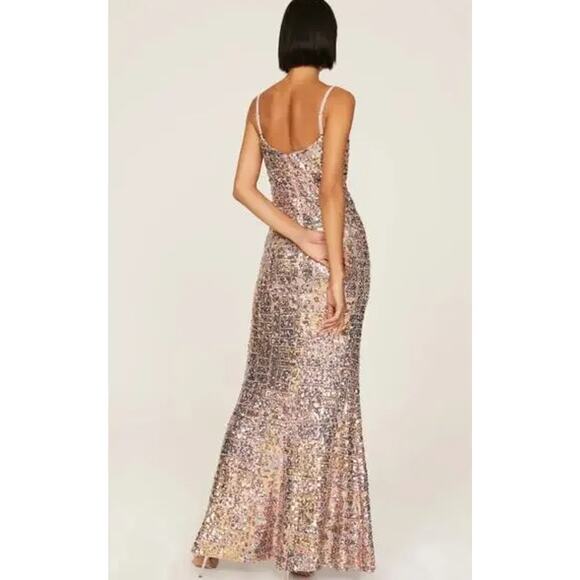 Dress The Population Tori Sequin Mermaid Gown Sweetheart Slit Formal Maxi Dress - Picture 5 of 16